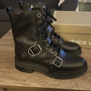 Dolce Vita Black Leather Combat Boots for Women
Size 7.5 women’s